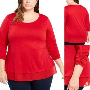 Style & Co Red Plus Size 1X Layered Look Top New!